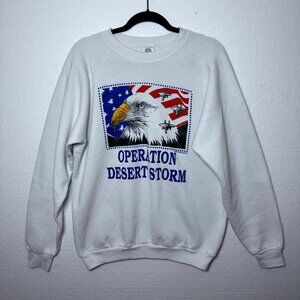 Vintage 90s Operation Desert Storm Mens Size XL Sweatshirt USA Eagle Patriotic